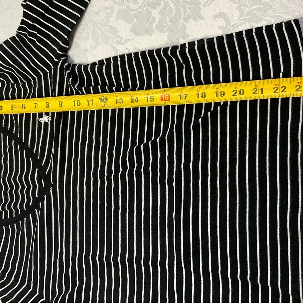 Ralph Lauren Black White Striped Long Sleeve Knit Top Women 100%Cotton Size L - Picture 5 of 7